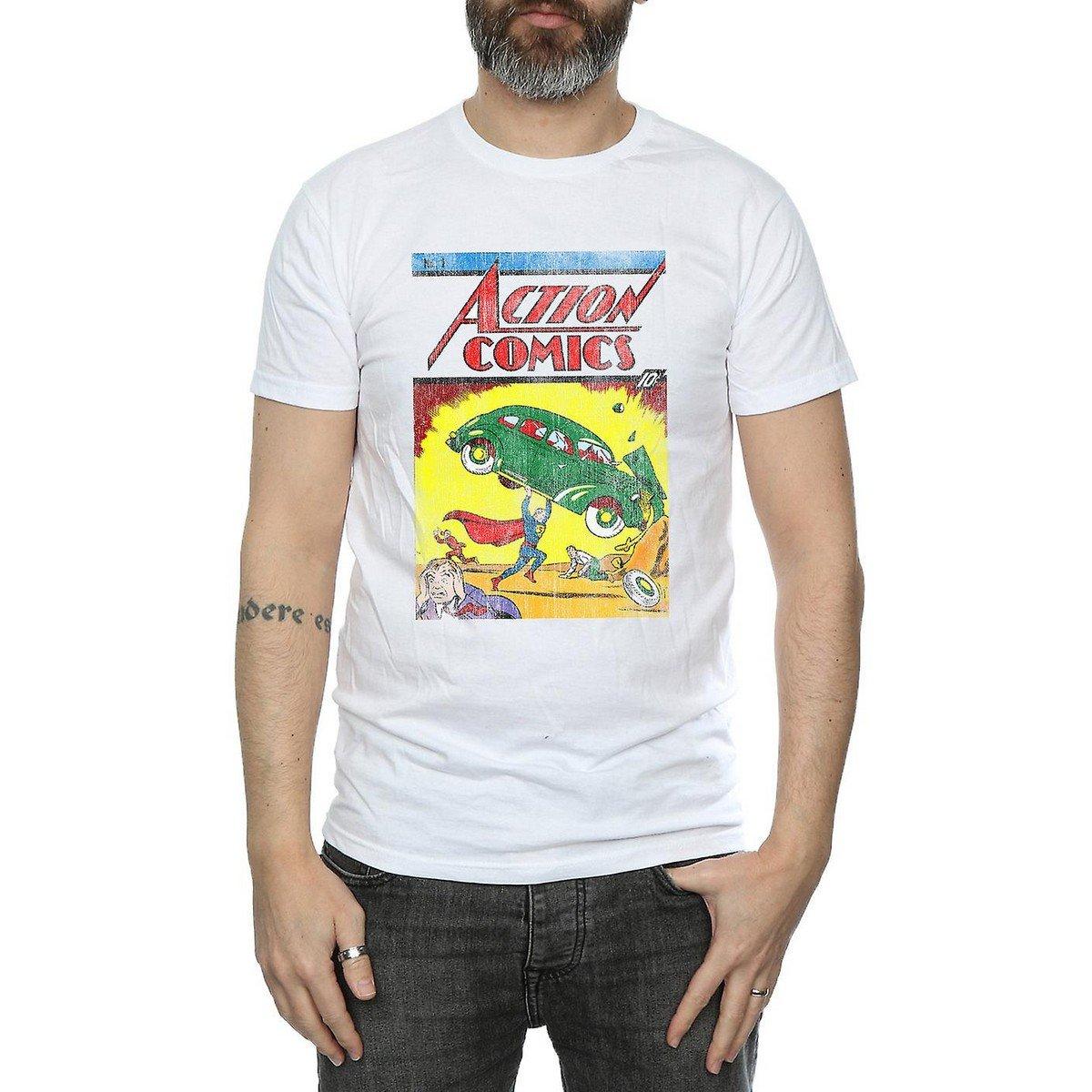 SUPERMAN - Action Comics Issue 1 Cover TShirt, für Herren, Weiss, Größe S von SUPERMAN