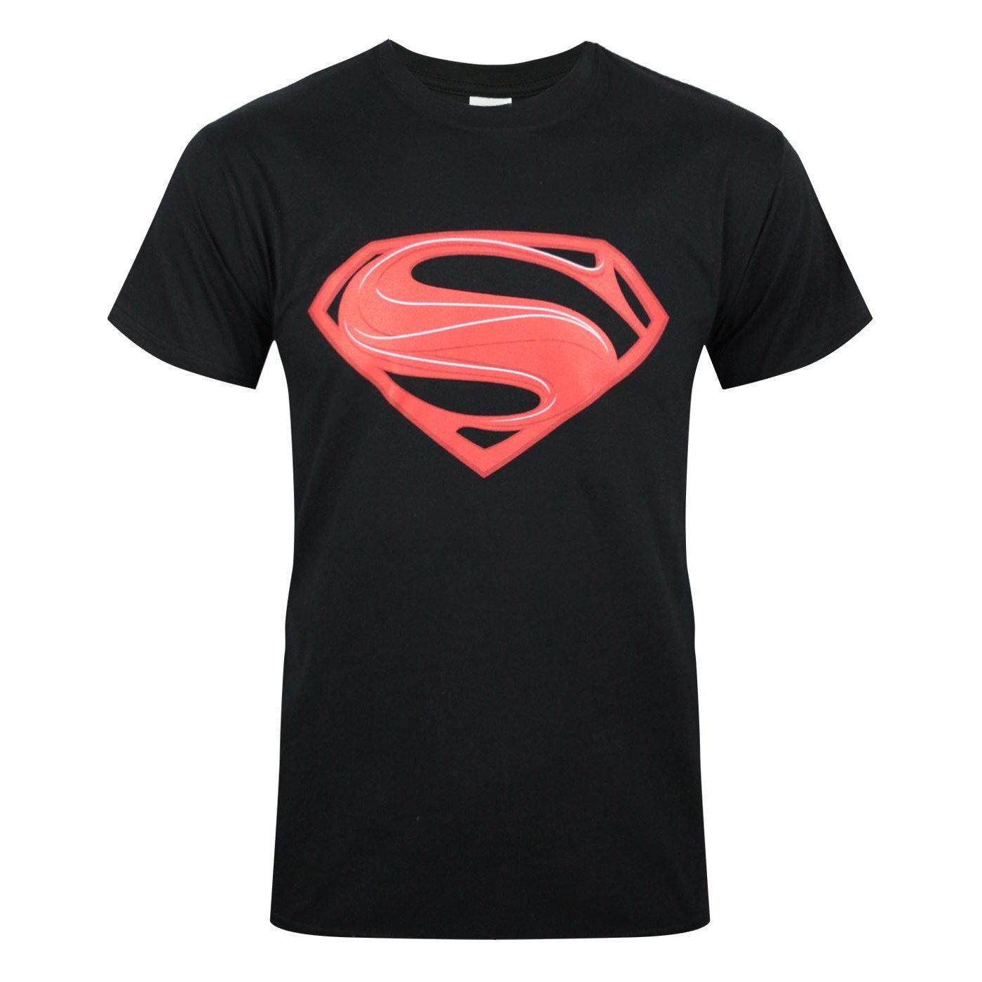 SUPERMAN - offizielles Man Of Steel Red Logo TShirt, für Herren, Schwarz, Größe S von SUPERMAN