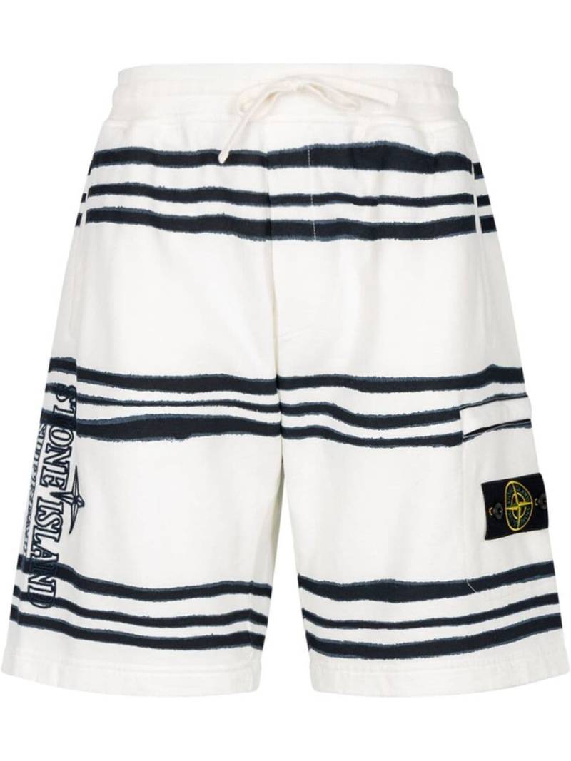 Supreme x Stone Island Warp striped shorts - White von Supreme