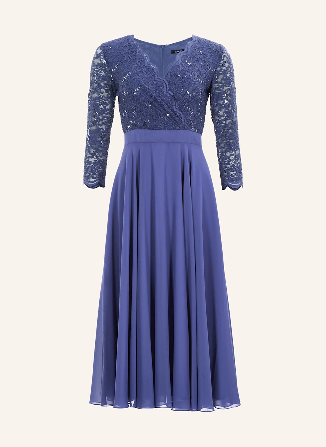 Swing Cocktailkleid Mit 3/4-Arm Und Spitze blau von SWING