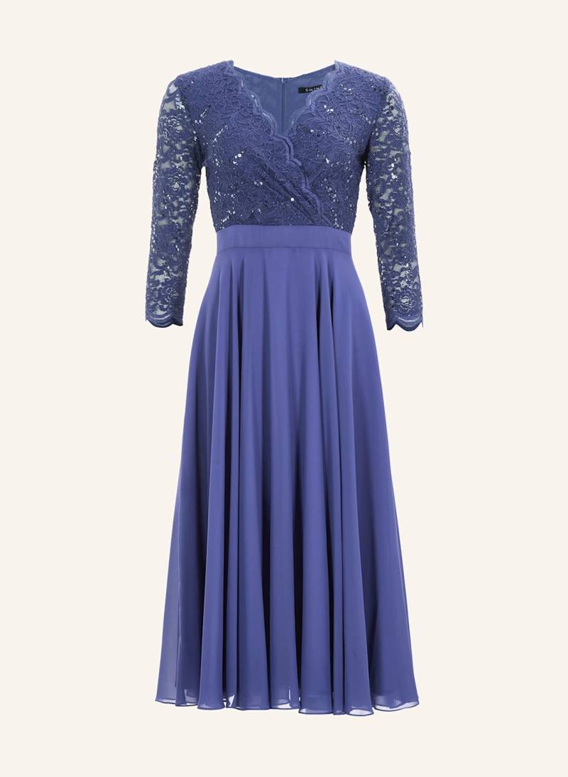 Swing Cocktailkleid Mit 3/4-Arm Und Spitze blau von SWING