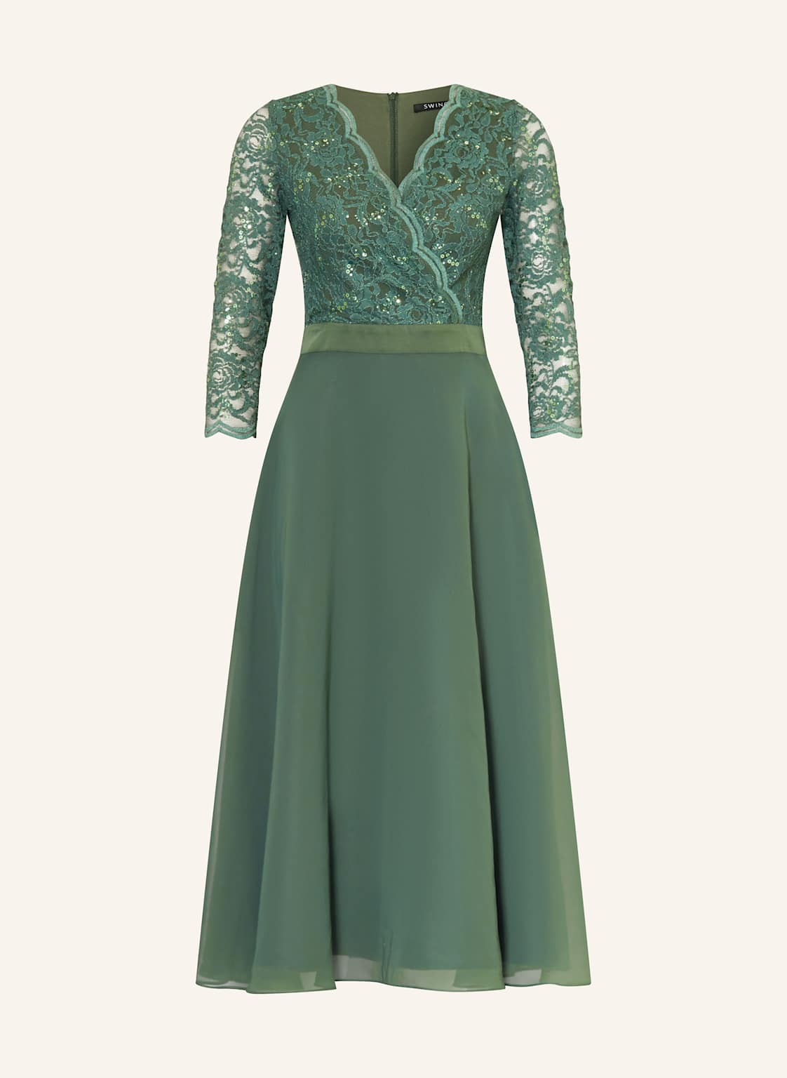 Swing Cocktailkleid Mit 3/4-Arm Und Spitze gruen Swing Cocktailkleid Mit 3/4-Arm Und Spitze gruen von SWING