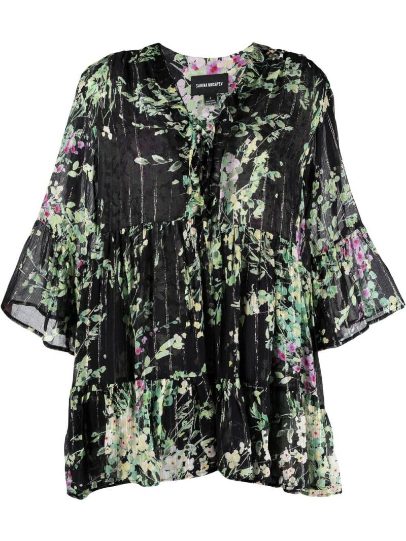 Sabina Musayev floral-print midi dress - Black von Sabina Musayev