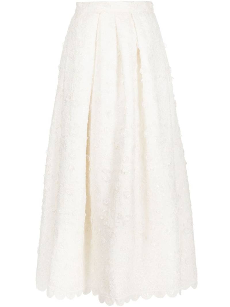 Sachin & Babi Pyaar floral-appliqué full skirt - White von Sachin & Babi