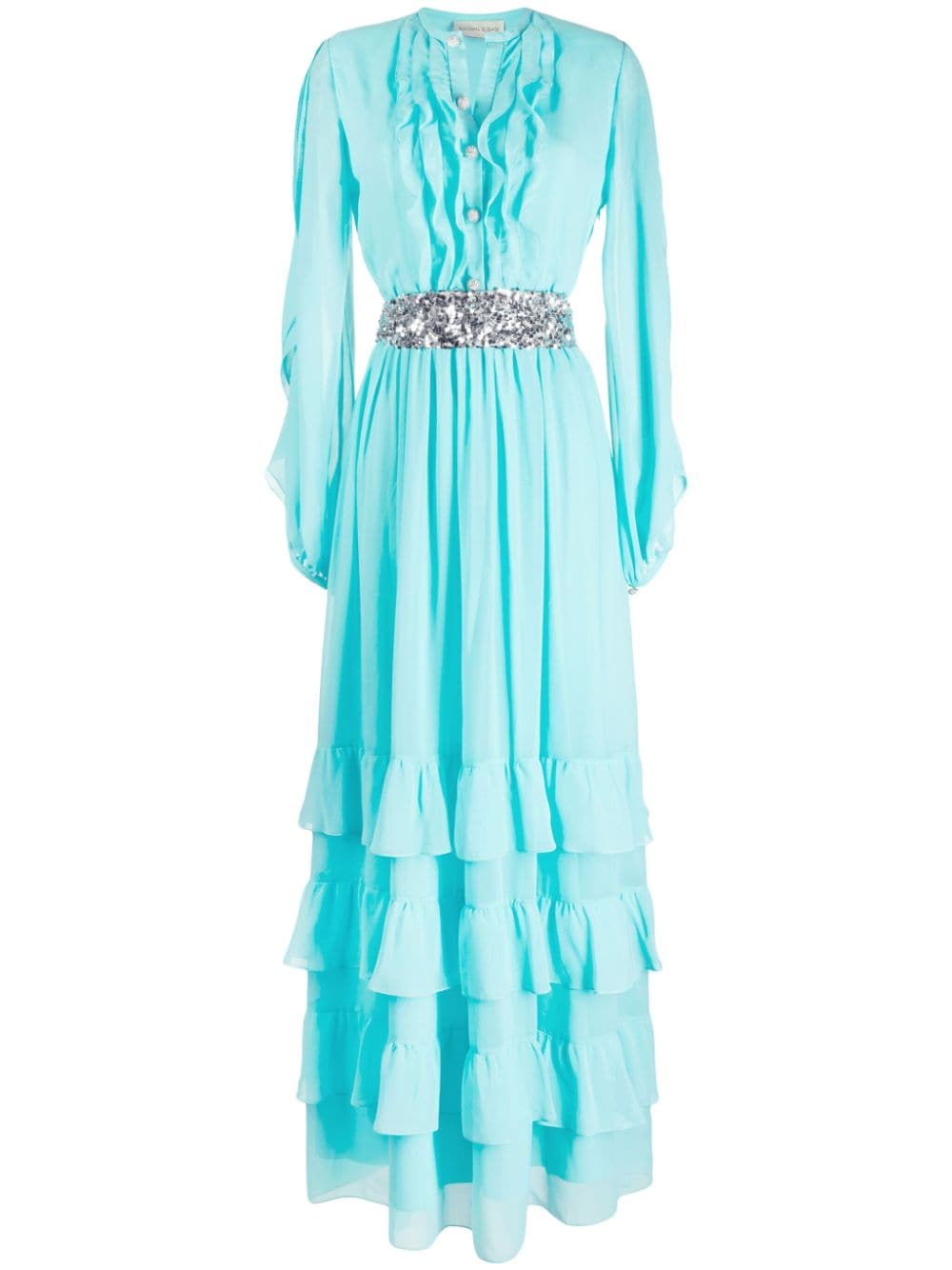 Sachin & Babi Venus belted ruffled gown - Blue von Sachin & Babi