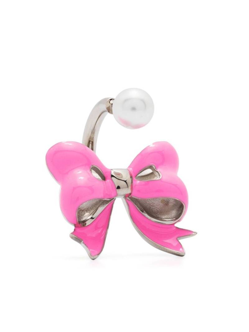 SafSafu bow-motif pearl single earring - Pink von SafSafu