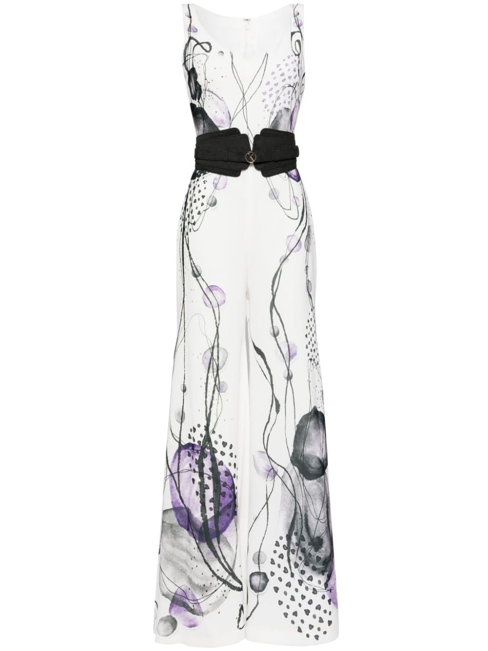 Saiid Kobeisy Canton Violet-print jumpsuit - White von Saiid Kobeisy