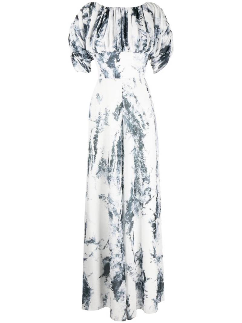 Saiid Kobeisy Georgette printed crepe jumpsuit - White von Saiid Kobeisy