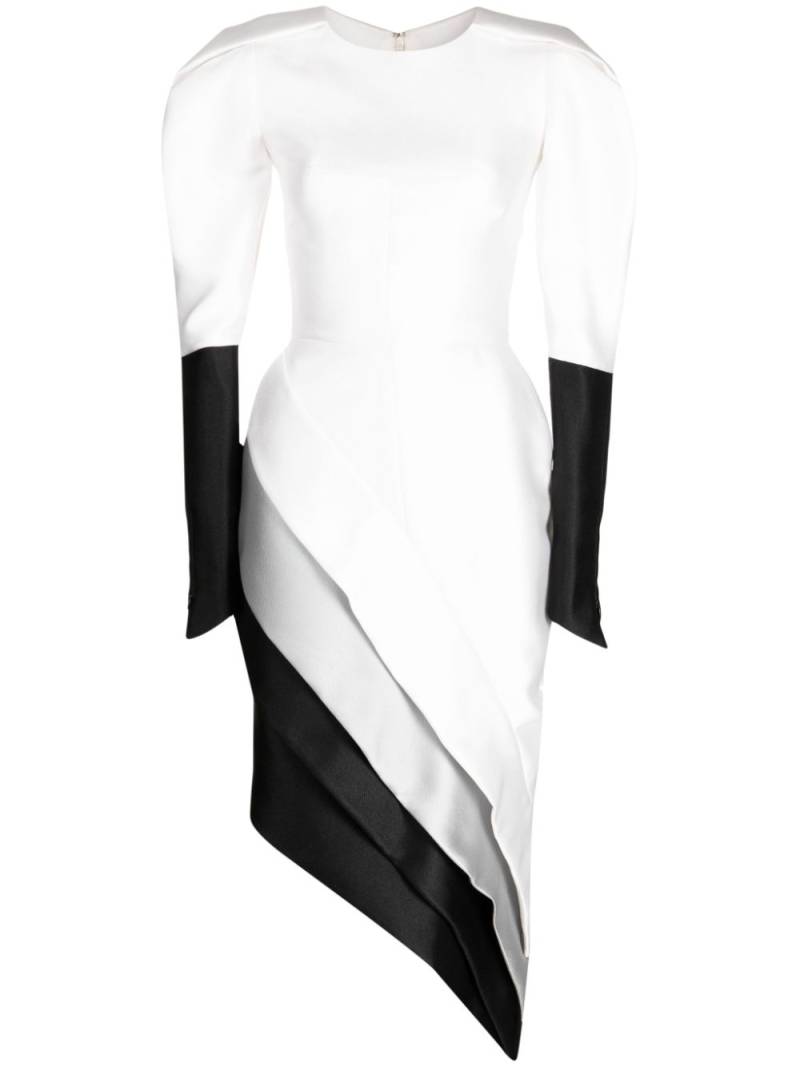 Saiid Kobeisy Mikado panelled piqué midi dress - White von Saiid Kobeisy