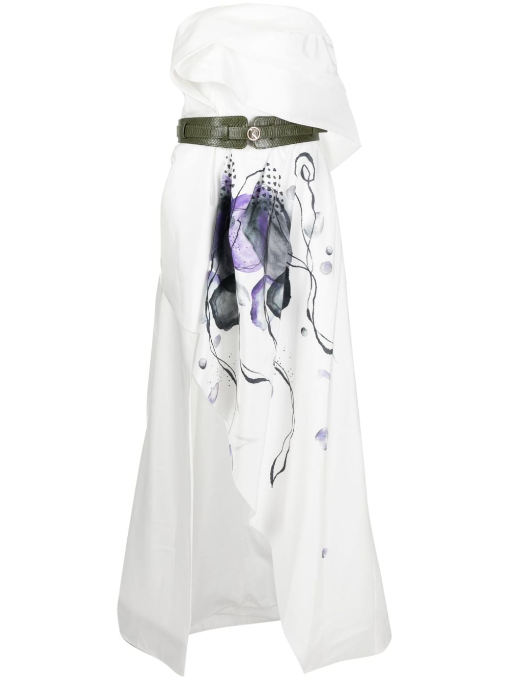 Saiid Kobeisy abstract-print taffeta asymmetric dress - White von Saiid Kobeisy