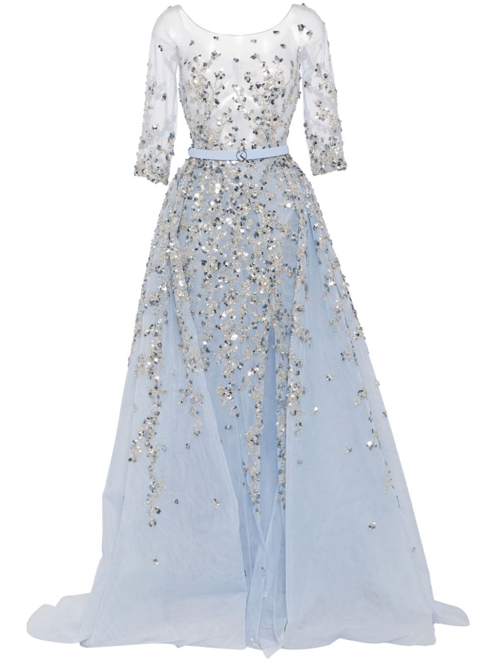 Saiid Kobeisy beaded tulle belted gown - Blue von Saiid Kobeisy