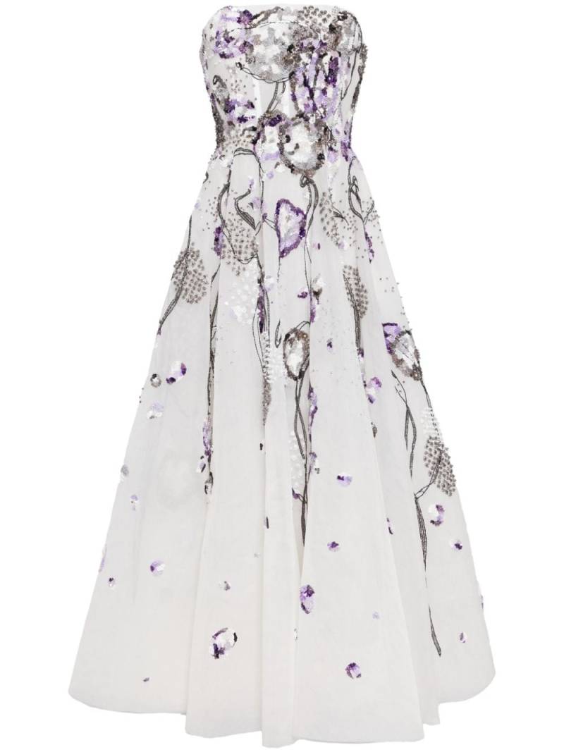 Saiid Kobeisy beaded tulle midi dress - White von Saiid Kobeisy