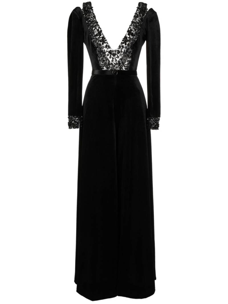 Saiid Kobeisy beaded velvet wide-leg jumpsuit - Black von Saiid Kobeisy