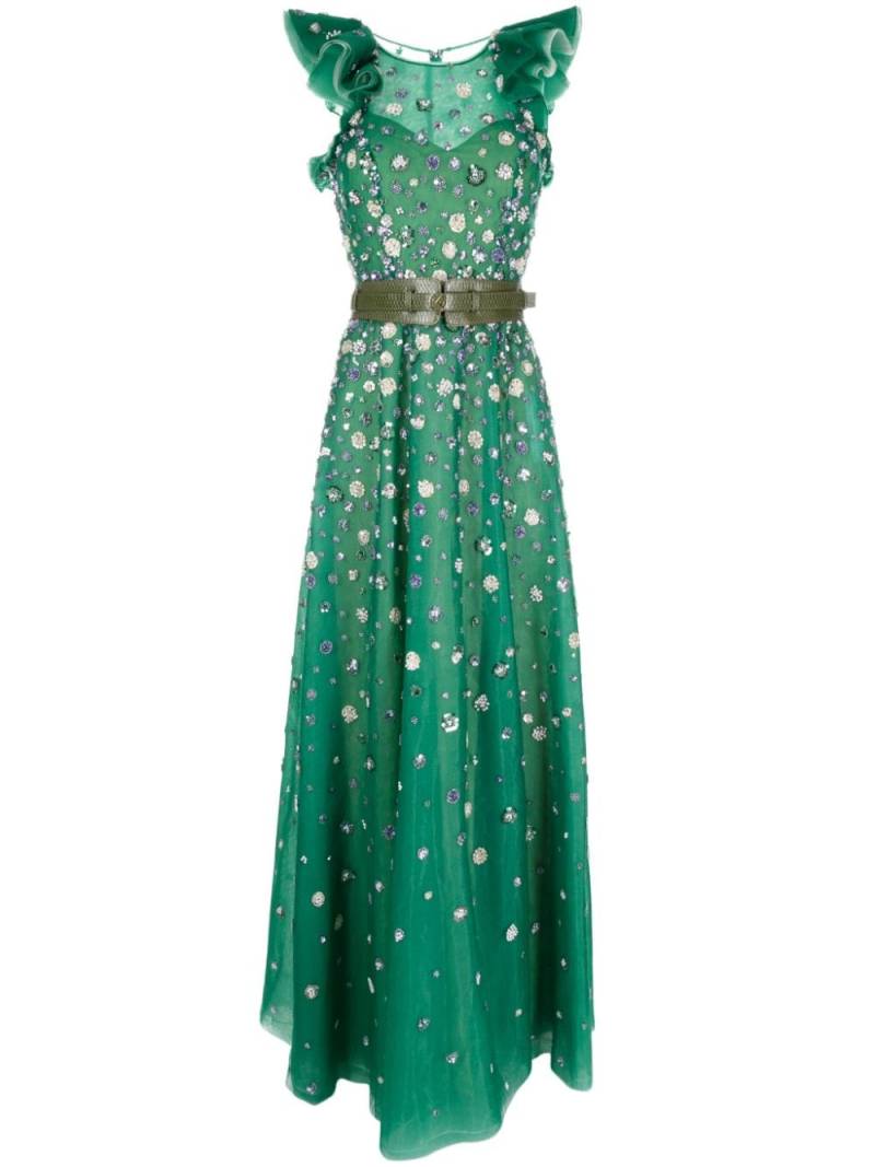 Saiid Kobeisy belted beaded tulle dress - Green von Saiid Kobeisy