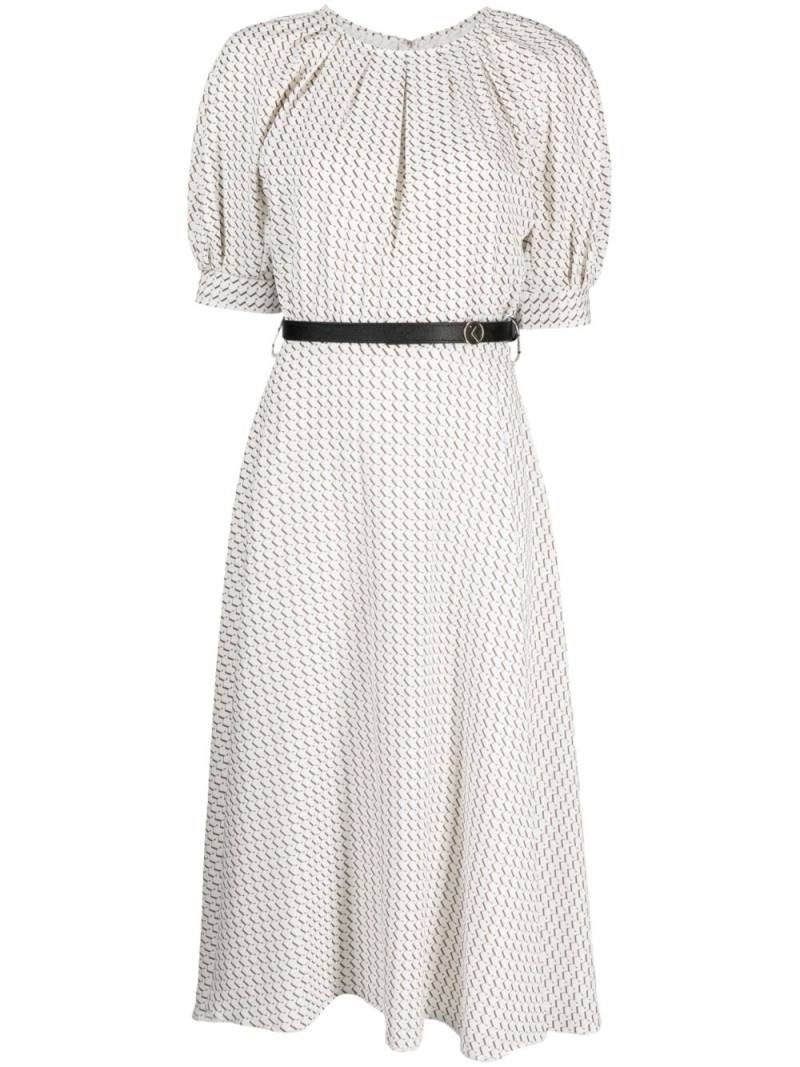 Saiid Kobeisy flared monogram pattern cotton dress - White von Saiid Kobeisy