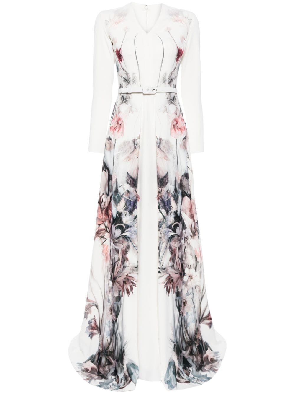 Saiid Kobeisy floral-print belted gown - Neutrals von Saiid Kobeisy