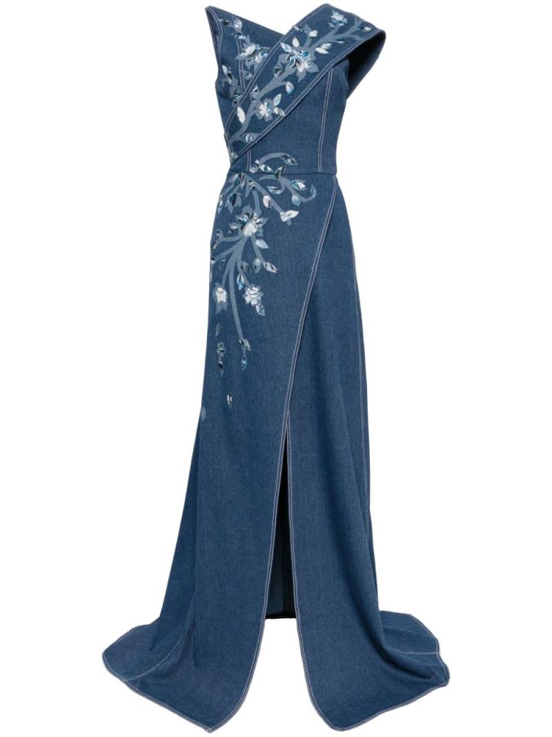 Saiid Kobeisy floral-print denim maxi dress - Blue von Saiid Kobeisy