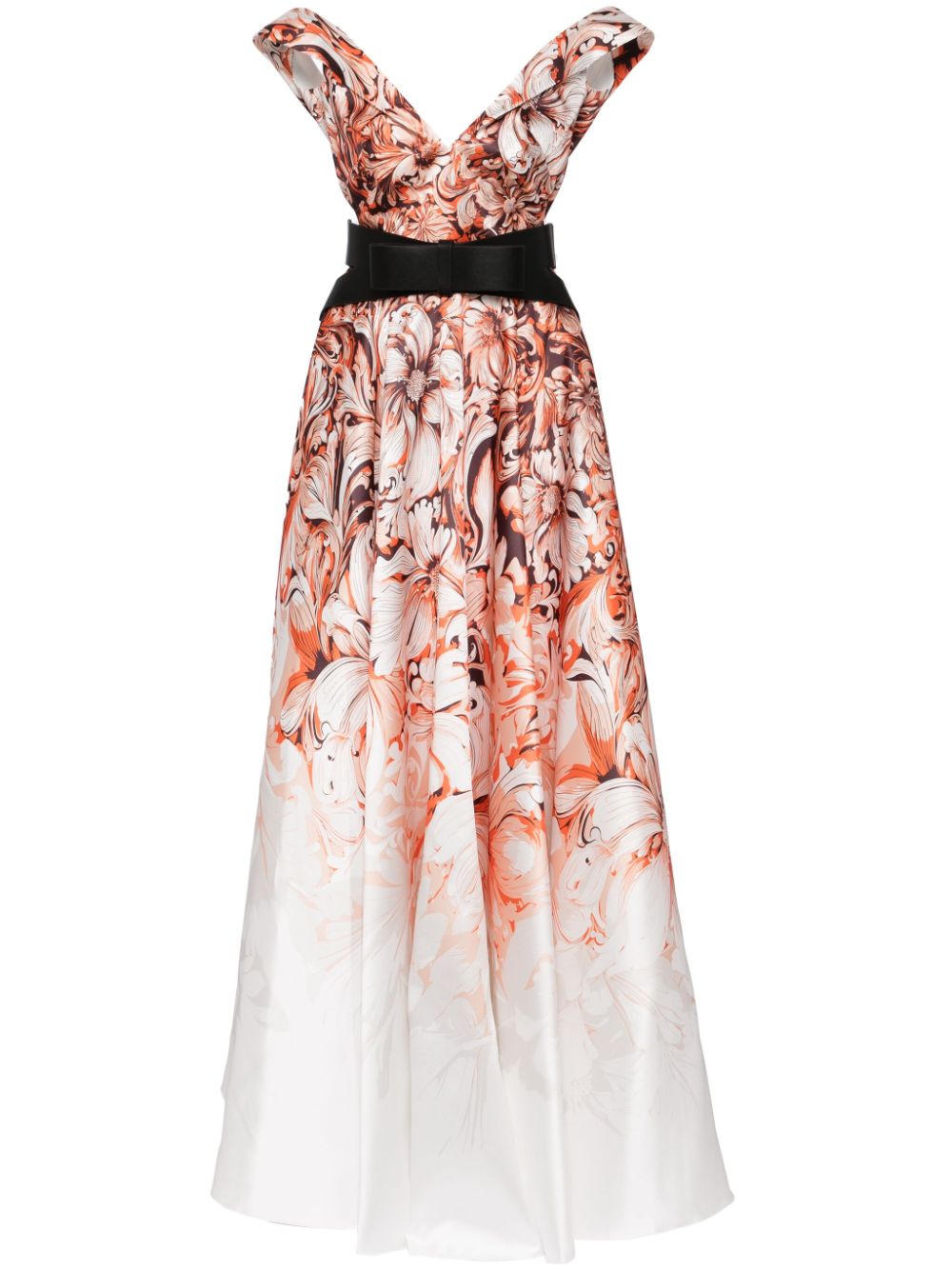 Saiid Kobeisy floral-print off-shoulder belted gown - Orange von Saiid Kobeisy