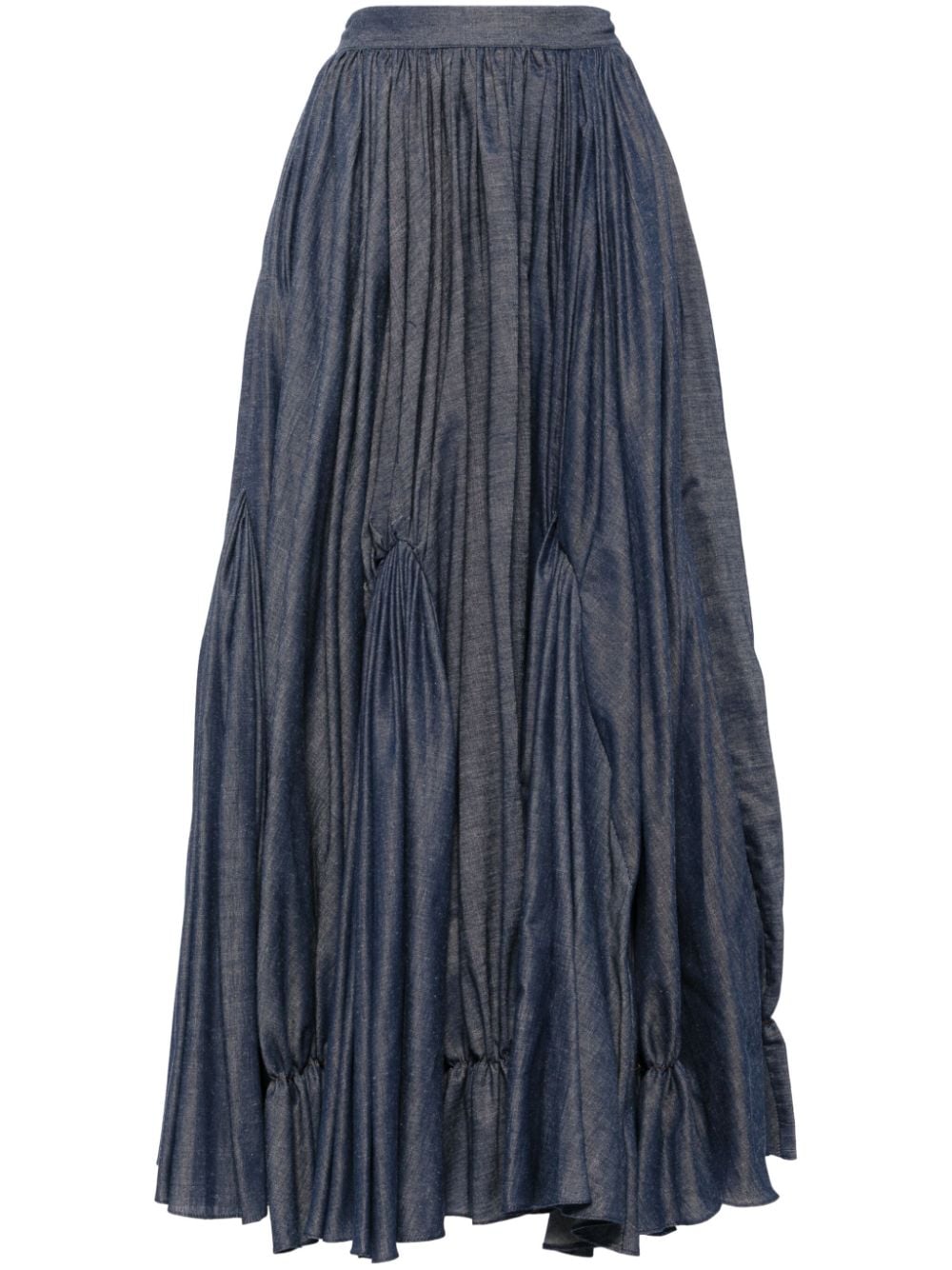 Saiid Kobeisy gathered denim maxi skirt - Blue von Saiid Kobeisy