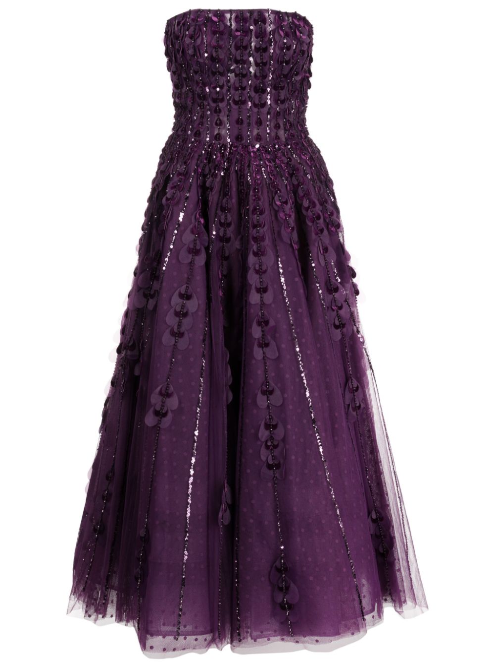 Saiid Kobeisy heart-appliqué beaded tulle dress - Purple von Saiid Kobeisy