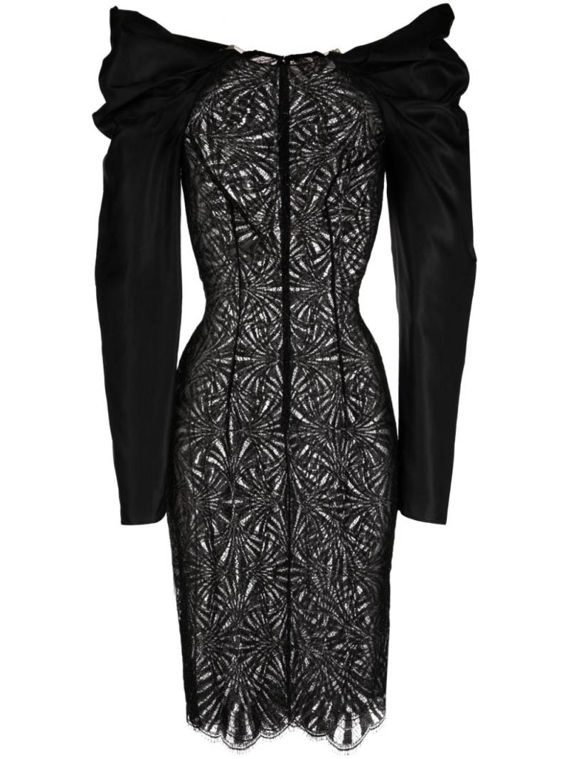 Saiid Kobeisy lace-panel shantung midi dress - Black von Saiid Kobeisy