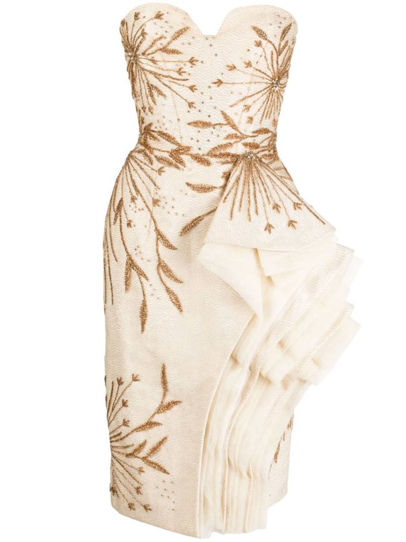 Saiid Kobeisy layered-design beaded strapless dress - Neutrals von Saiid Kobeisy