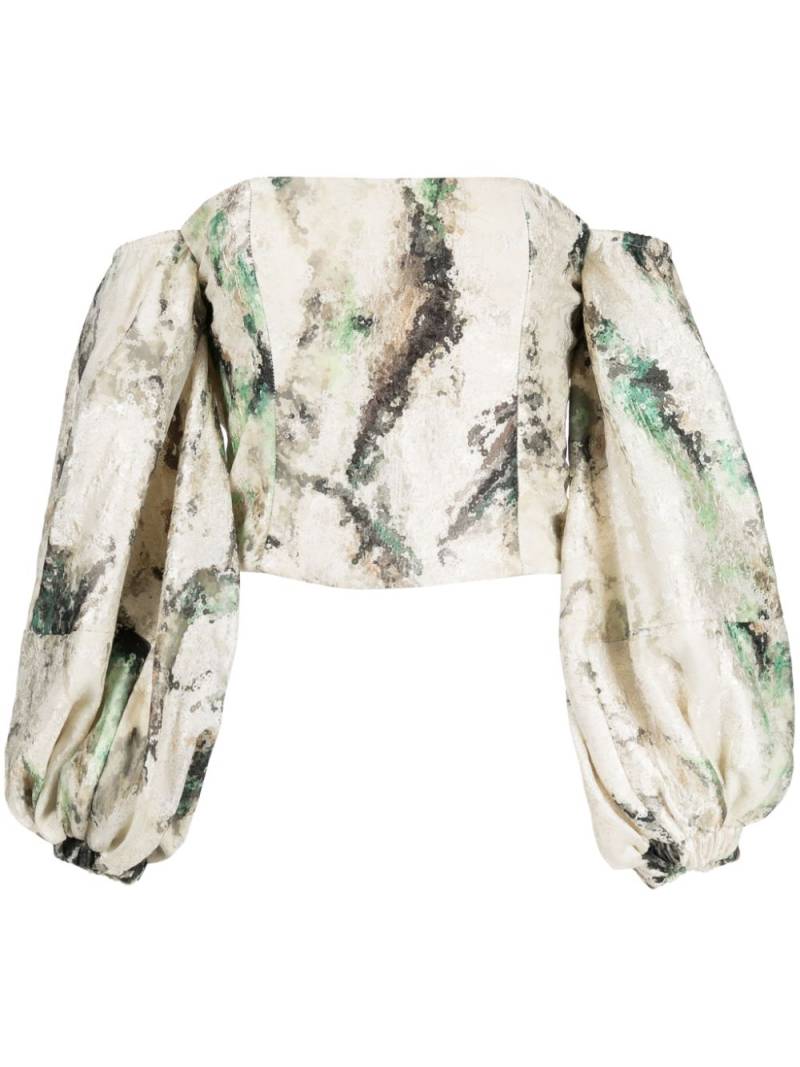 Saiid Kobeisy off-shoulder brocade cropped top - Neutrals von Saiid Kobeisy