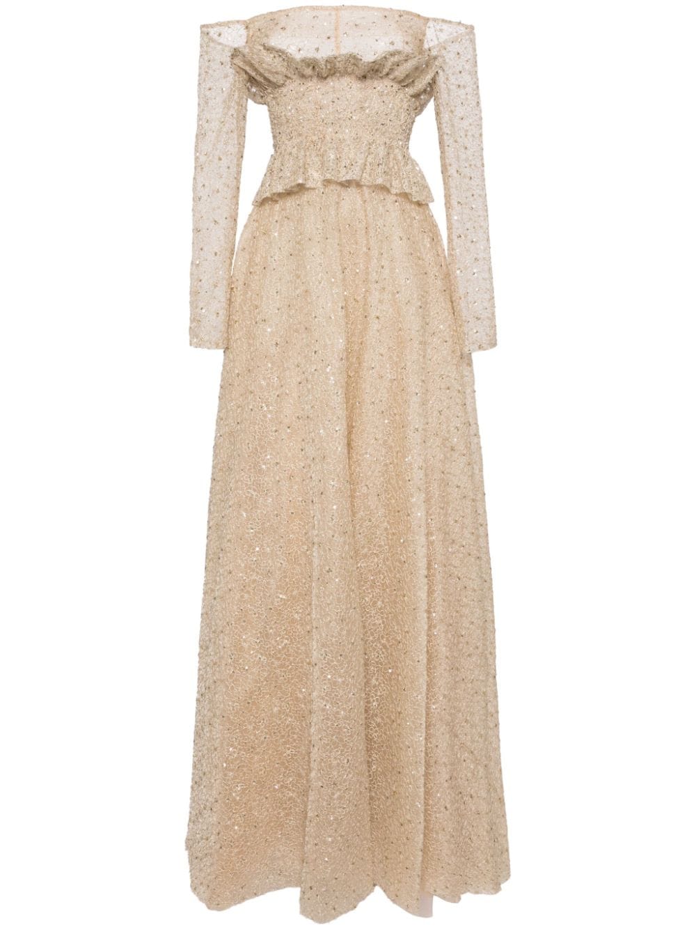 Saiid Kobeisy off-shoulder tulle gown - Neutrals von Saiid Kobeisy