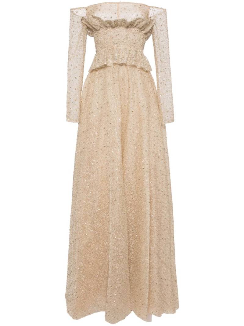 Saiid Kobeisy off-shoulder tulle gown - Neutrals von Saiid Kobeisy