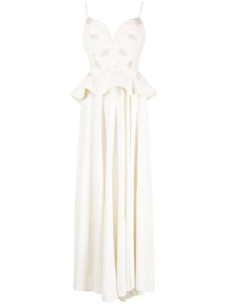 Saiid Kobeisy peplum beaded crepe dress - White von Saiid Kobeisy