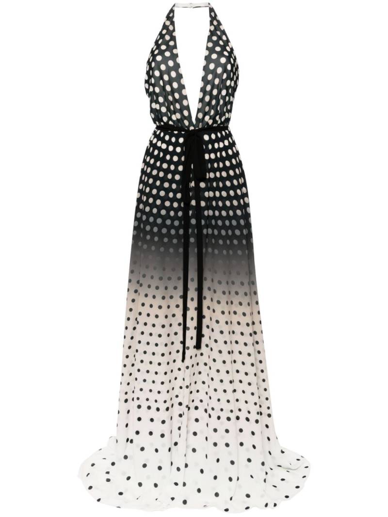 Saiid Kobeisy polka dot-print halterneck dress - Grey von Saiid Kobeisy