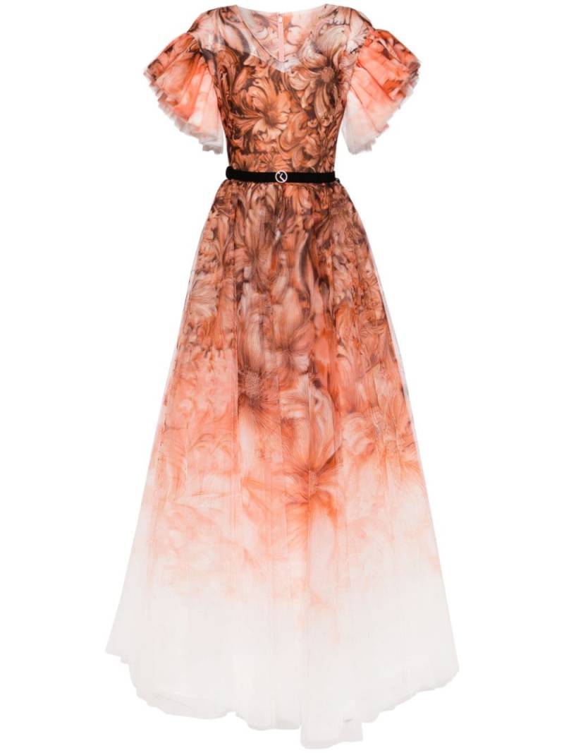 Saiid Kobeisy printed tulle gown - Orange von Saiid Kobeisy