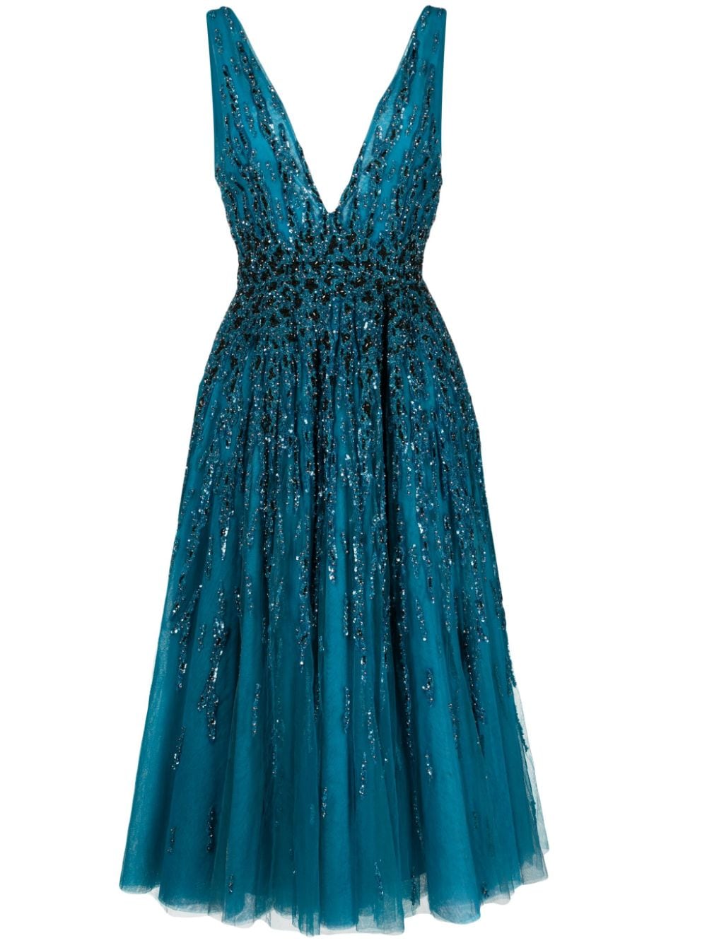 Saiid Kobeisy sequin-embellished tulle-overlay flared dress - Blue von Saiid Kobeisy