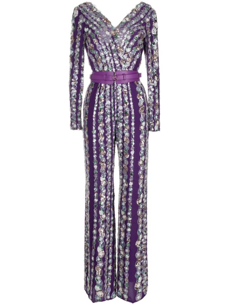 Saiid Kobeisy sequinned crepe wide-leg jumpsuit - Purple von Saiid Kobeisy