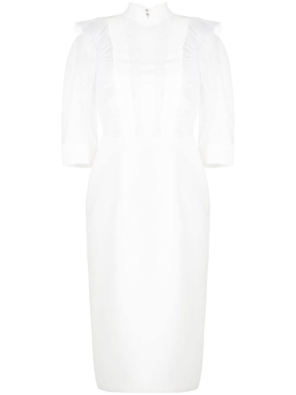 Saiid Kobeisy tulle-ruffle crepe midi dress - White von Saiid Kobeisy