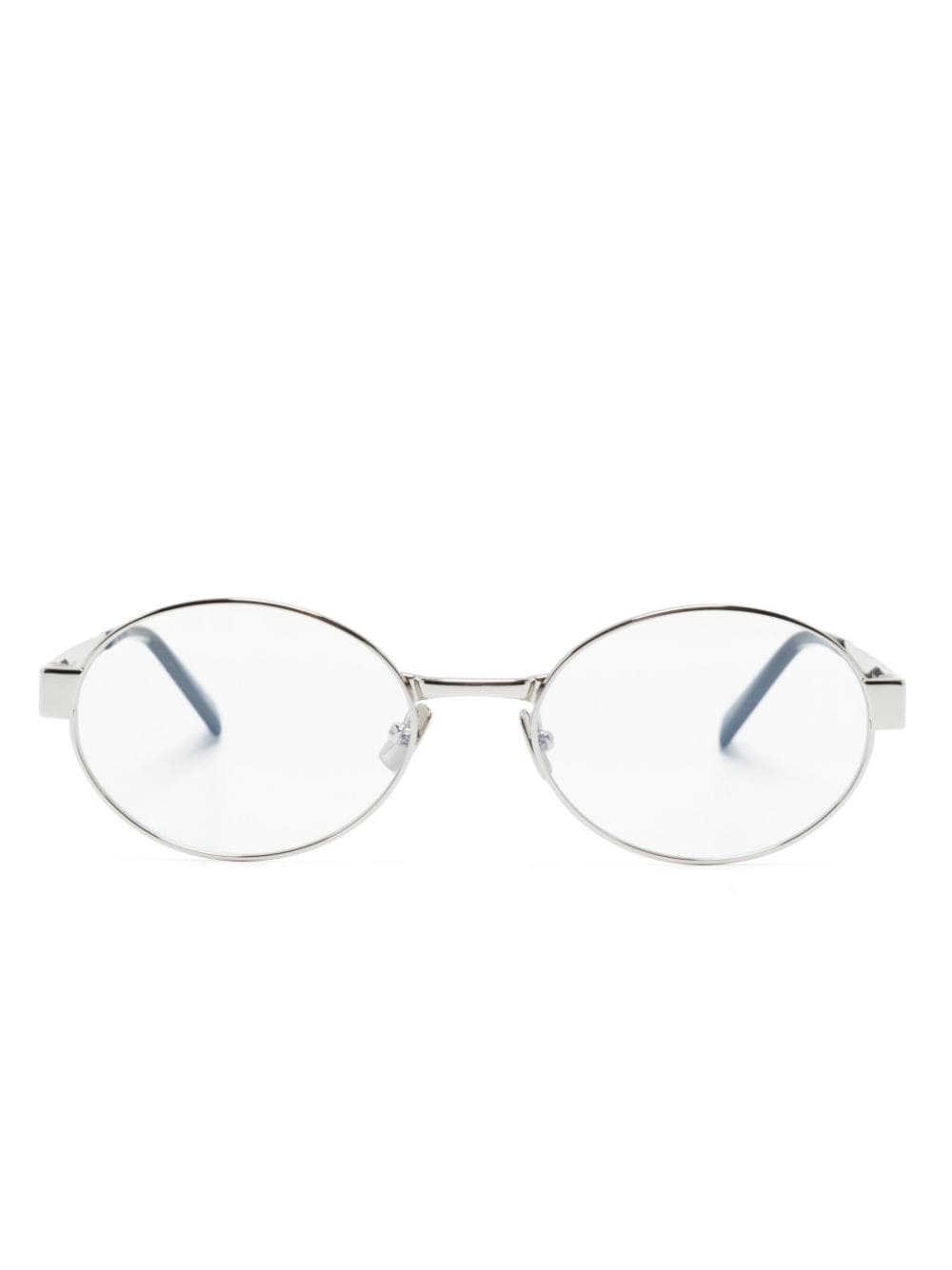 Saint Laurent Eyewear logo-engraved oval-frame glasses - Silver von Saint Laurent Eyewear