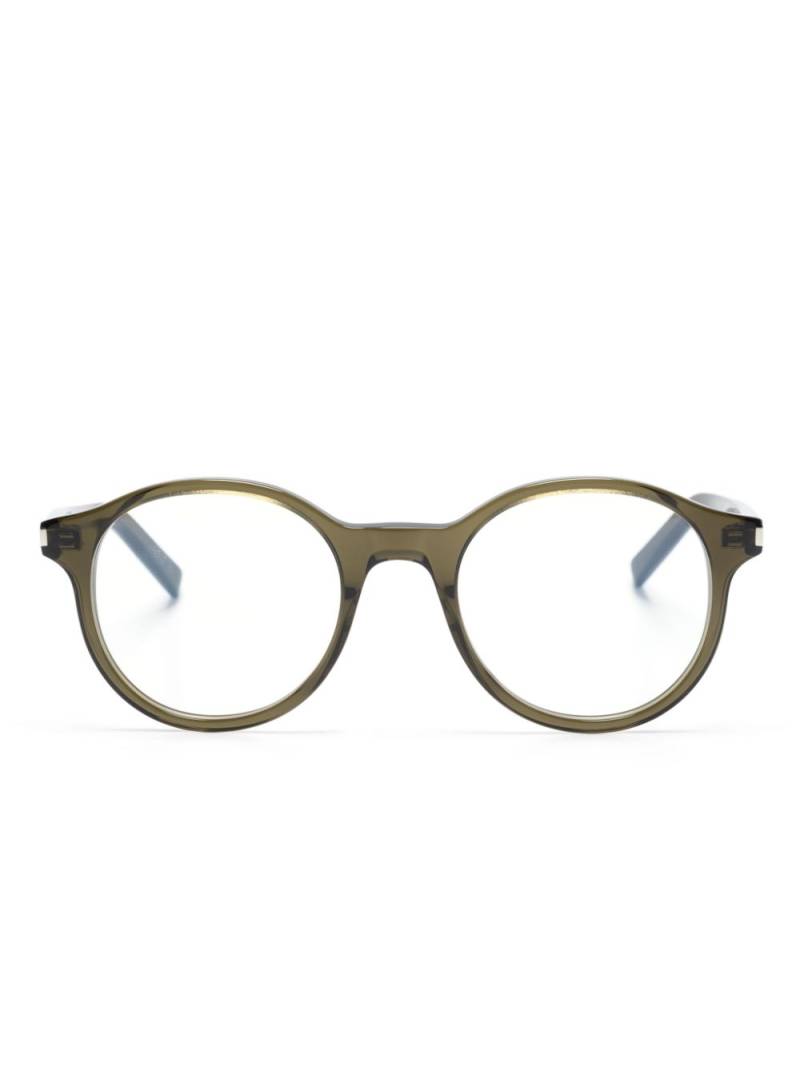 Saint Laurent Eyewear logo-engraved round-frame glasses - Green von Saint Laurent Eyewear