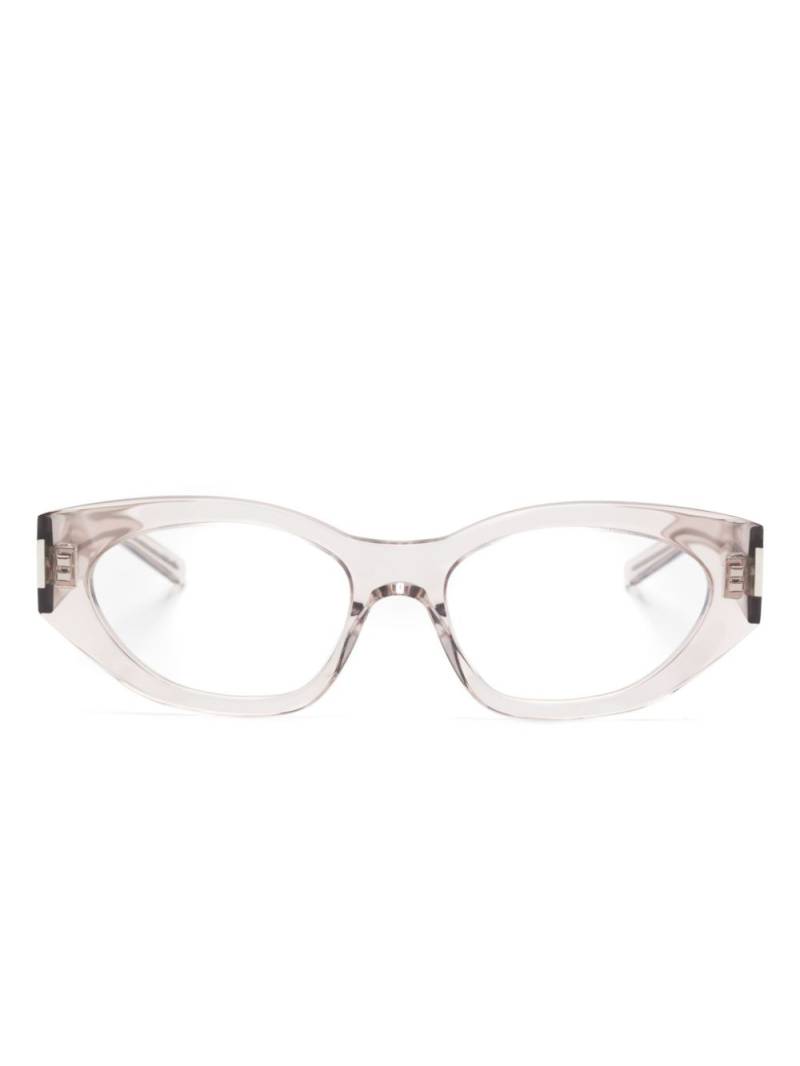 Saint Laurent Eyewear logo-plaque cat-eye glasses - Neutrals von Saint Laurent Eyewear