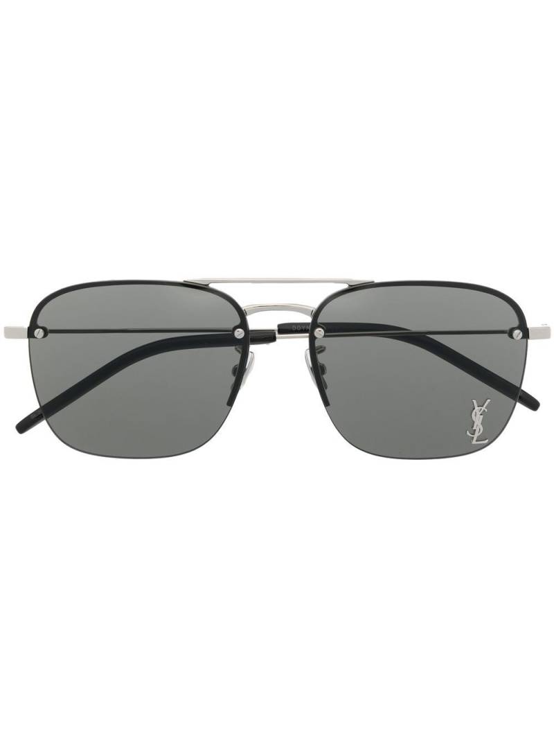 Saint Laurent Eyewear logo-plaque pilot sunglasses - Black von Saint Laurent Eyewear