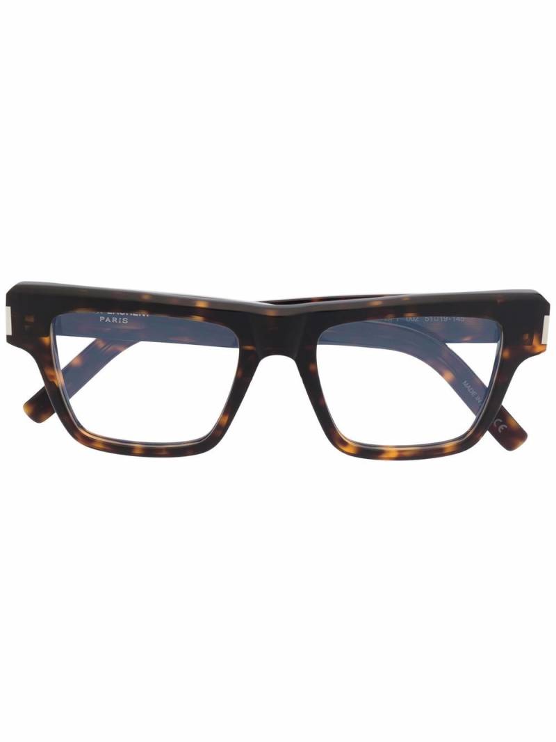 Saint Laurent Eyewear square frame tortoise glasses - Brown von Saint Laurent Eyewear