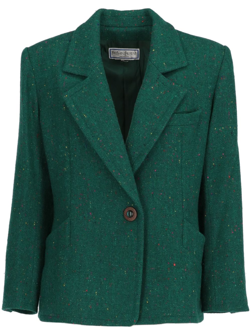 Saint Laurent Pre-Owned 1980 marbled wool jacket - Green von Saint Laurent Pre-Owned