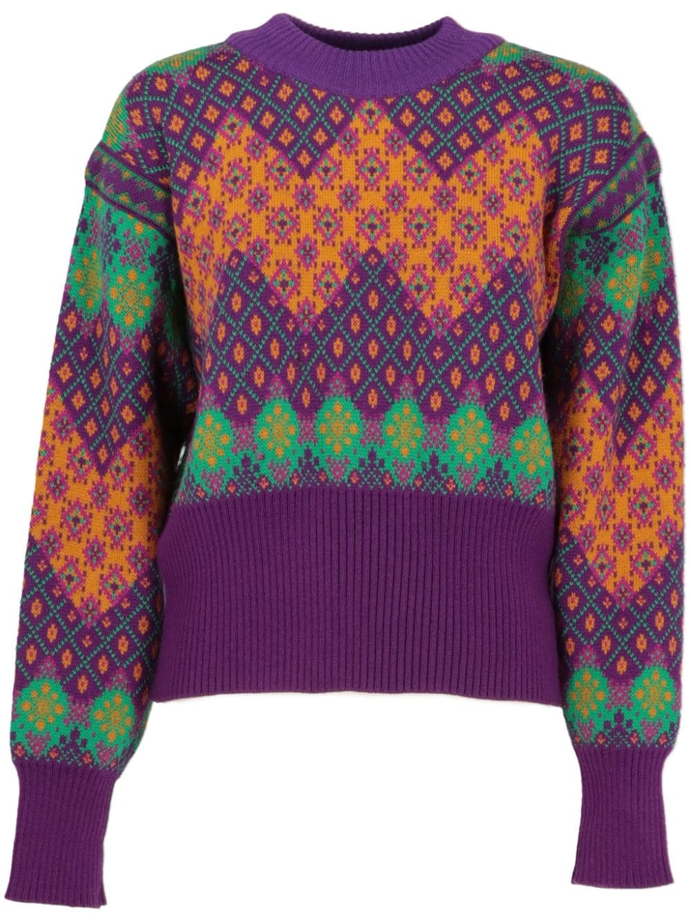 Saint Laurent Pre-Owned 1980s intarsia-knit wool jumper - Purple von Saint Laurent Pre-Owned