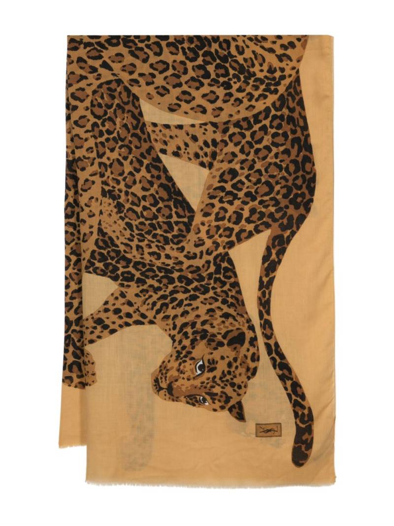 Saint Laurent Pre-Owned 1980s leopard-print stole scarf - Brown von Saint Laurent Pre-Owned