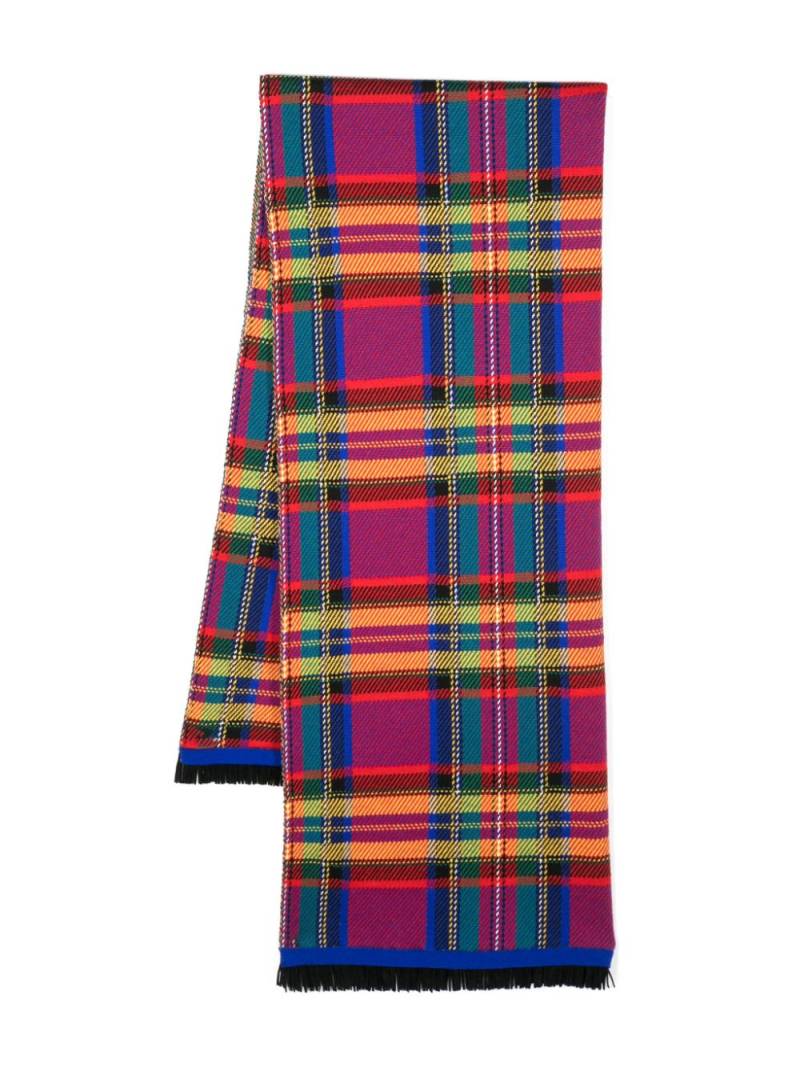 Saint Laurent Pre-Owned 1980s tartan-check wool scarf - Blue von Saint Laurent Pre-Owned