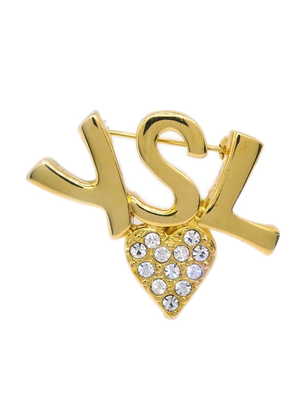 Saint Laurent Pre-Owned 1990-2000 YSL heart brooch - Gold von Saint Laurent Pre-Owned