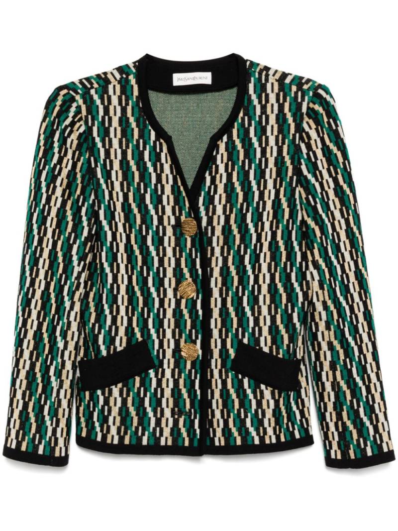 Saint Laurent Pre-Owned 1990-2000s patterned cardigan - Green von Saint Laurent Pre-Owned