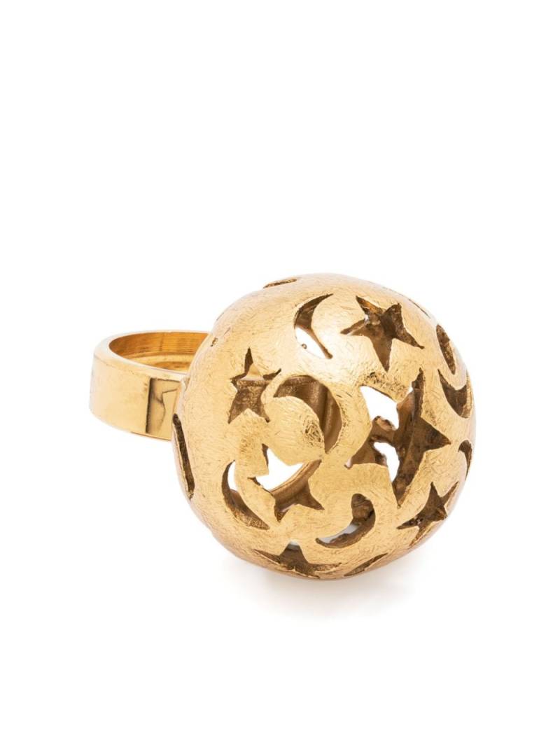 Saint Laurent Pre-Owned 1990s cut-out-detail ball ring - Gold von Saint Laurent Pre-Owned