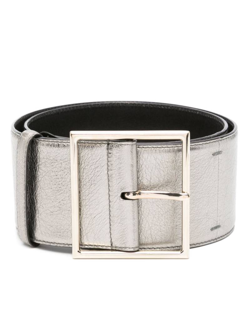 Saint Laurent Pre-Owned 1990s metallic-finish leather belt - Silver von Saint Laurent Pre-Owned