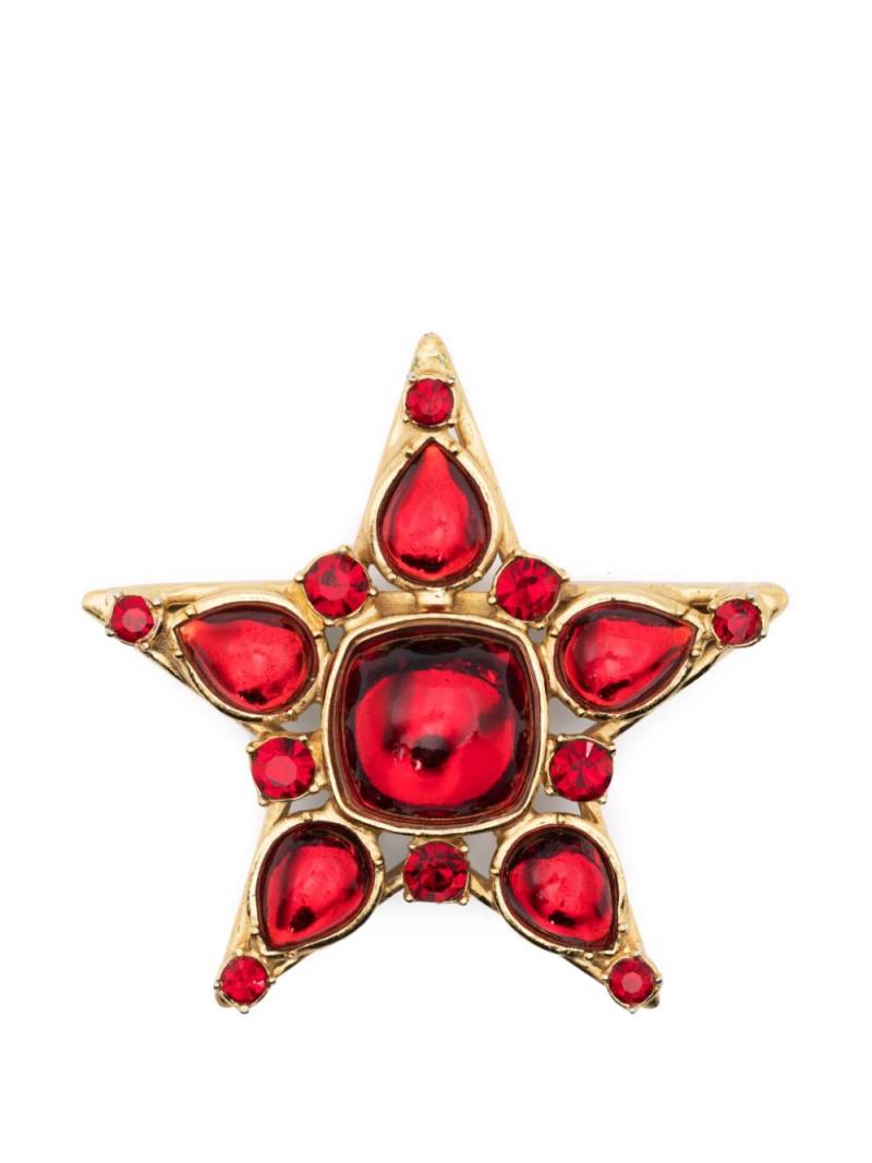 Saint Laurent Pre-Owned 1990s resin-embellished star pin - Gold von Saint Laurent Pre-Owned