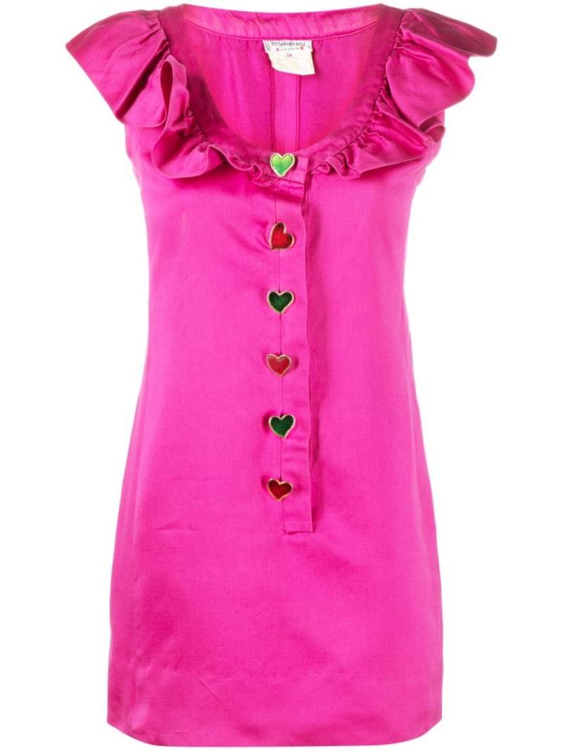 Saint Laurent Pre-Owned 1992 ruffle-trim cotton minidress - Pink von Saint Laurent Pre-Owned